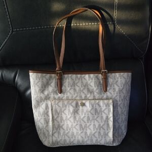 Michael Kors Beige and Brown Signature Tote